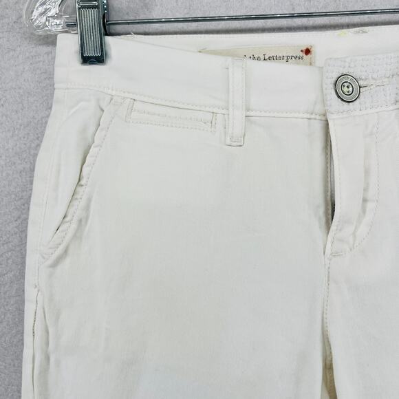 PILCRO AND THE LETTERPRESS Pants 25 Hyphen Chinos Ankle Cuffed Low Rise White - Picture 6 of 16